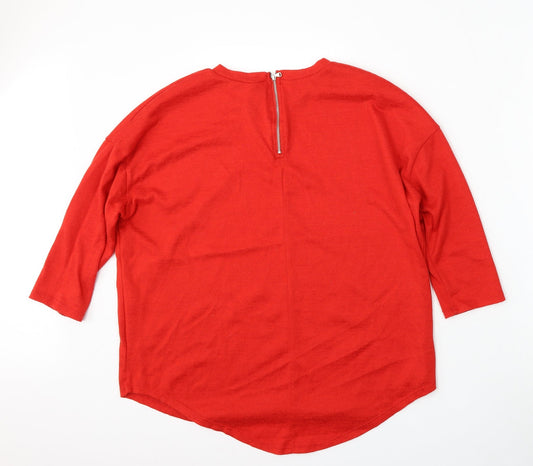 Primark Womens Red Round Neck Polyester Pullover Jumper Size 12