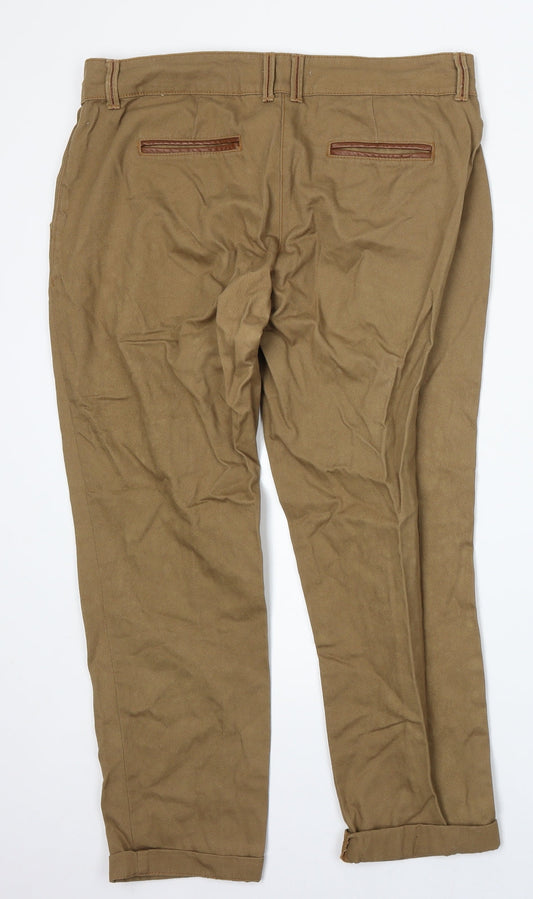 River Island Womens Brown Cotton Trousers Size 12 L25 in Regular