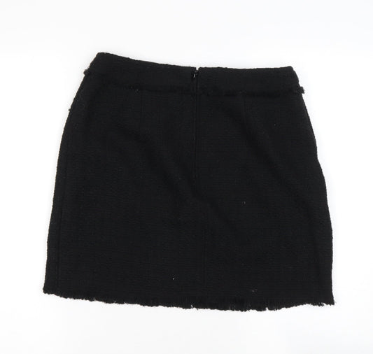 H&M Womens Black Polyester A-Line Skirt Size XS