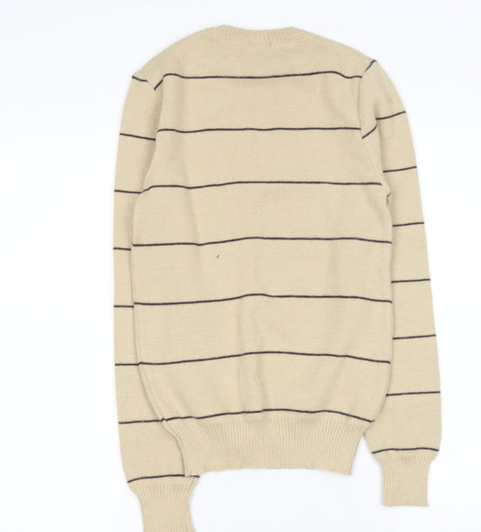 C&A Womens Beige Striped Polyester Pullover Jumper Size 12