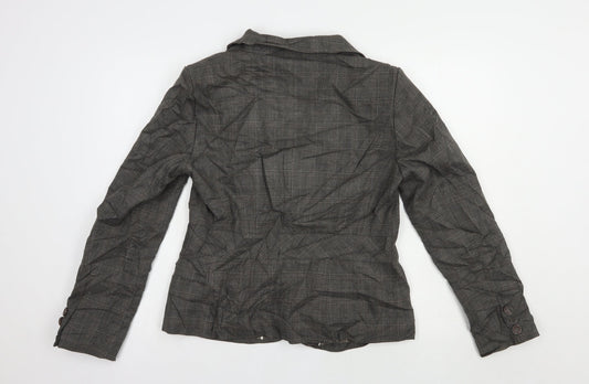 NEXT Womens Grey Plaid Jacket Blazer Size 14 Button