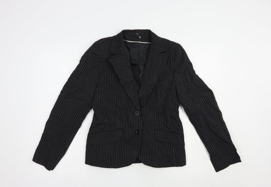 Dorothy Perkins Womens Black Striped Jacket Blazer Size 12 Button