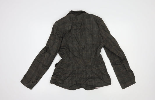 F&F Womens Grey Plaid Jacket Blazer Size 10 Button