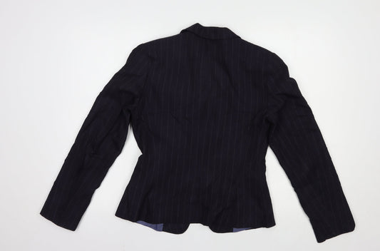 George Womens Blue Striped Jacket Blazer Size 10 Button
