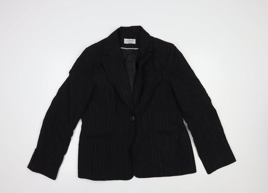 Atmosphere Womens Black Striped Jacket Blazer Size 16 Button