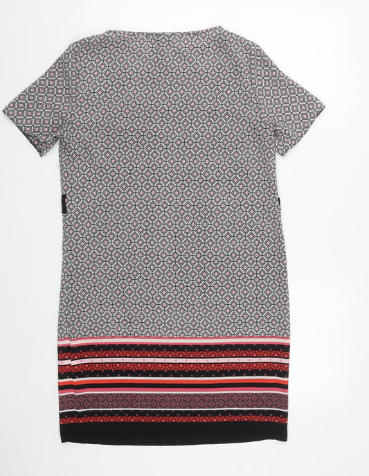 Primark Womens Multicoloured Geometric Polyester A-Line Size 8 Round Neck