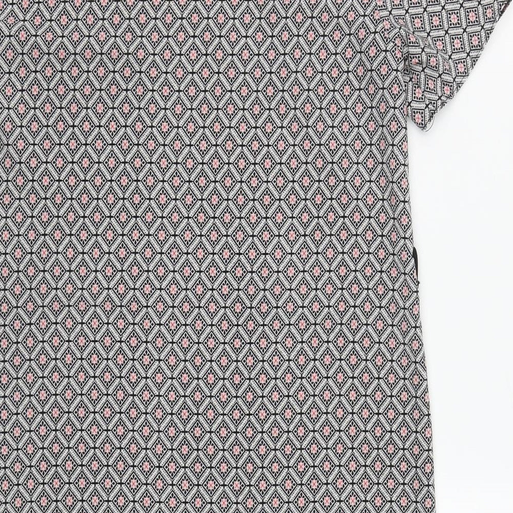 Primark Womens Multicoloured Geometric Polyester A-Line Size 8 Round Neck