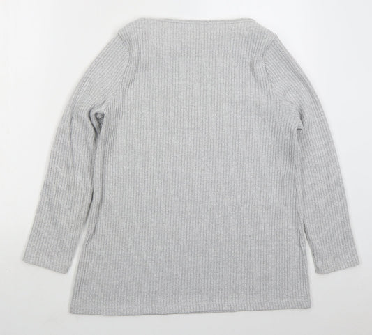 Nutmeg Womens Grey Boat Neck  Polyester Pullover Jumper Size 12