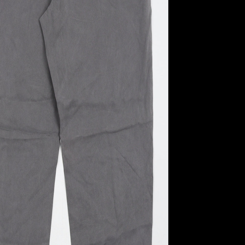 Monogram Womens Grey Lyocell Trousers Size 14 L26 in Regular Hook & Eye