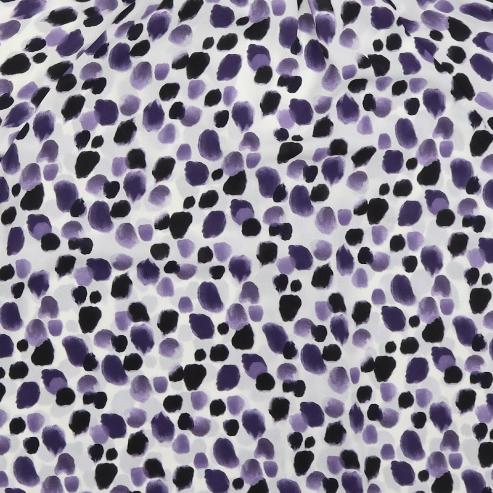 Matalan Womens Purple Geometric Polyester Basic Button-Up Size 14 Collared
