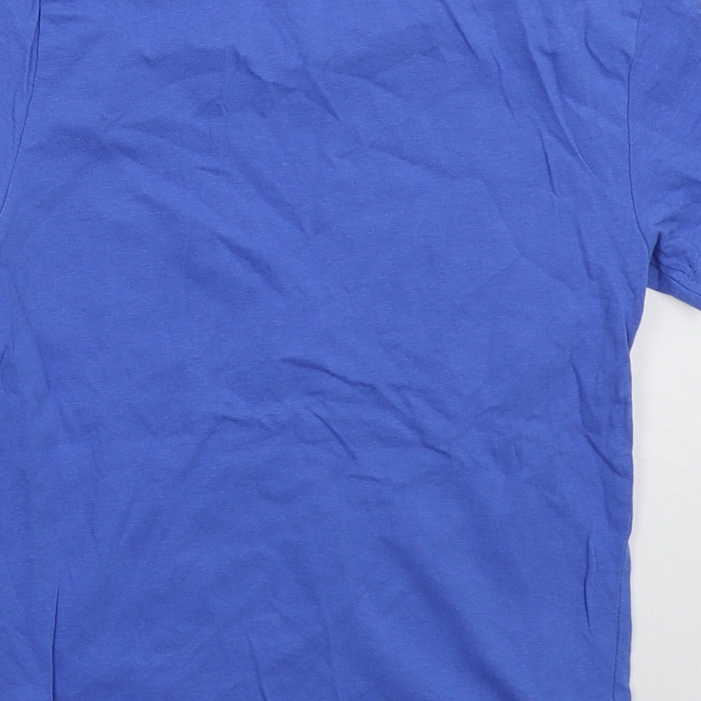 Primark Boys Blue Cotton Basic T-Shirt Size 5-6 Years Crew Neck Pullover - Team Player