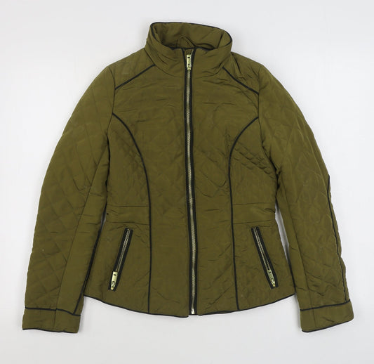 Womens UK Size 6 River Island Green Quilted Coat
