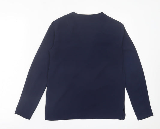 George Womens Blue Polyester Basic Blouse Size 8 V-Neck