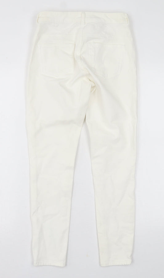 NEXT Womens White Cotton Skinny Jeans Size 10 L26 in Regular Button