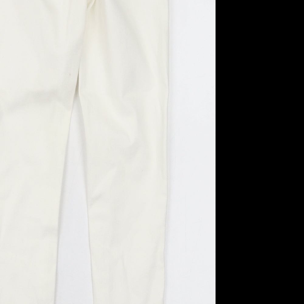 NEXT Womens White Cotton Skinny Jeans Size 10 L26 in Regular Button
