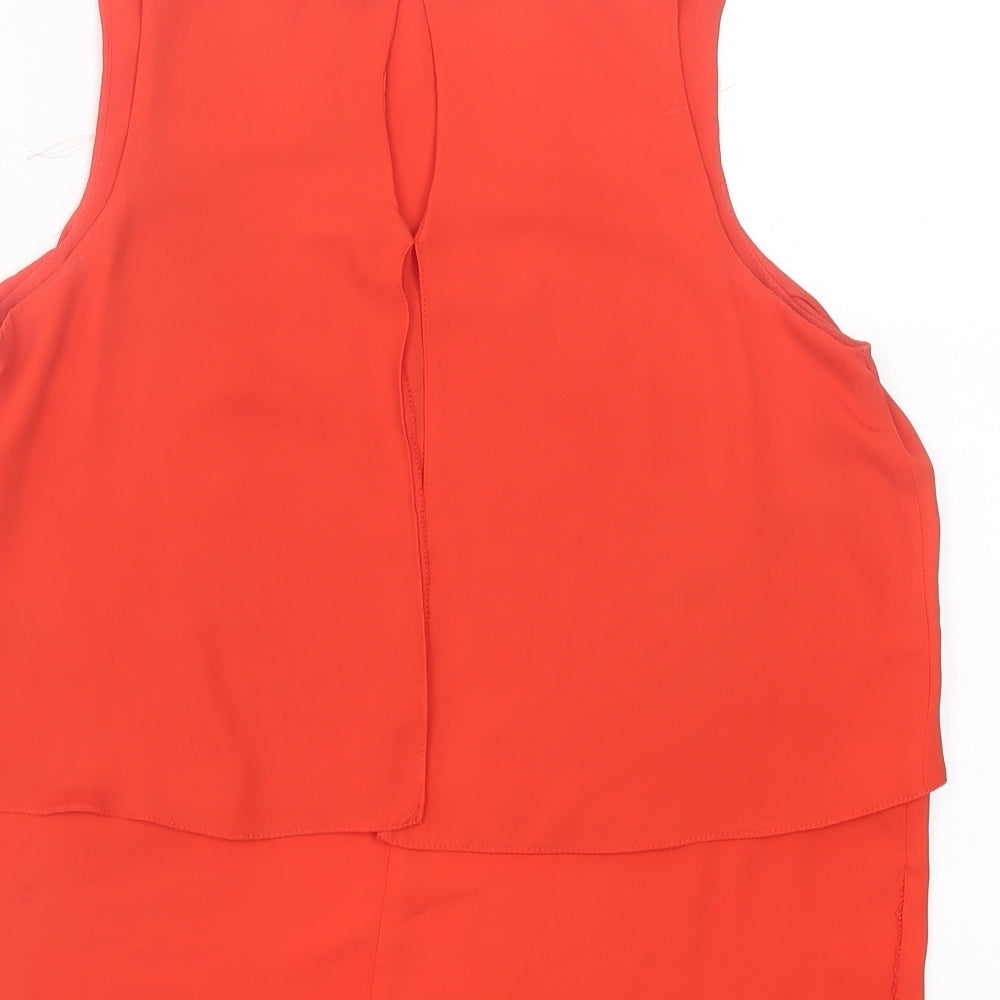 F&F Womens Red Polyester Basic Tank Size 10 Crew Neck