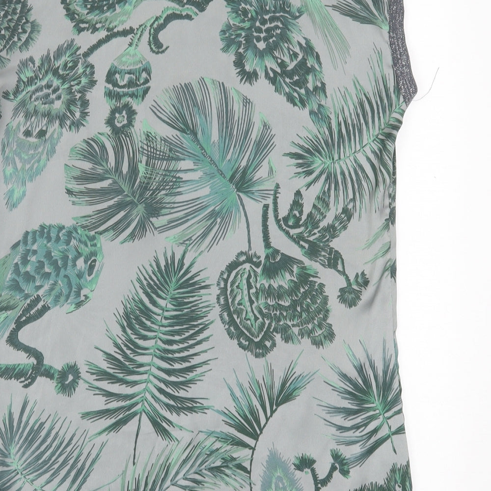 NEXT Womens Green Geometric Polyester A-Line Size 10 Crew Neck Pullover