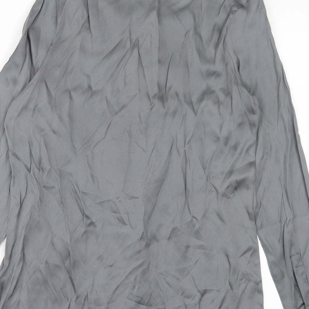 Womens UK Size 10 NEXT Grey Basic Button-Up