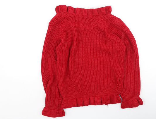 In the Style Womens Red High Neck Acrylic Pullover Jumper Size S