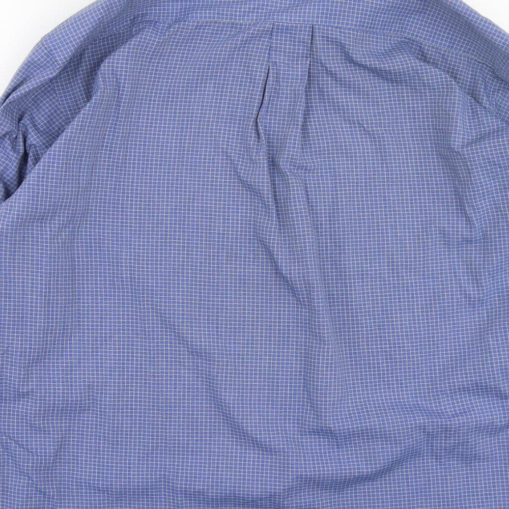 Mens UK Size 42 Marks and Spencer Blue Button-Up Long Sleeve Casual Shirt