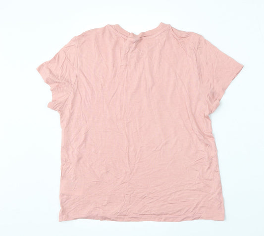 Womens UK Size S Divided by H&M Pink Basic T-Shirt