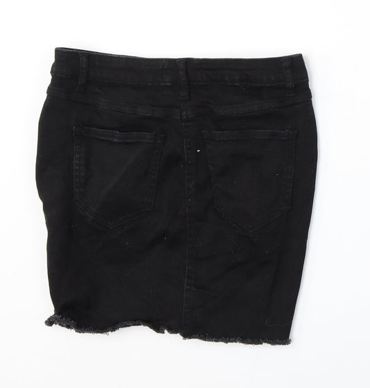 New Look Womens Black Cotton Straight & Pencil Skirt Size 10