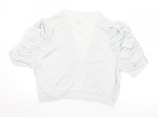 Womens UK Size 22 Glamorosa Silver Cardigan Jumper