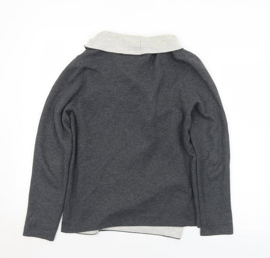 Primark Womens Grey Collared Cotton Cardigan Jumper Size 10 - 10-12