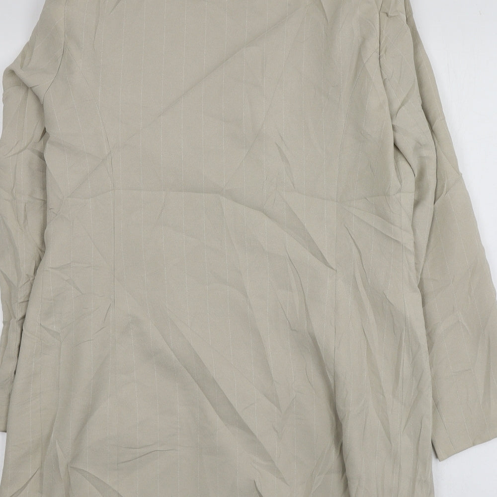 Classics Womens Beige Striped Polyester Jacket Blazer Size 14