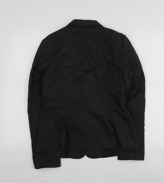 George Womens Black Striped Polyester Jacket Suit Jacket Size 14