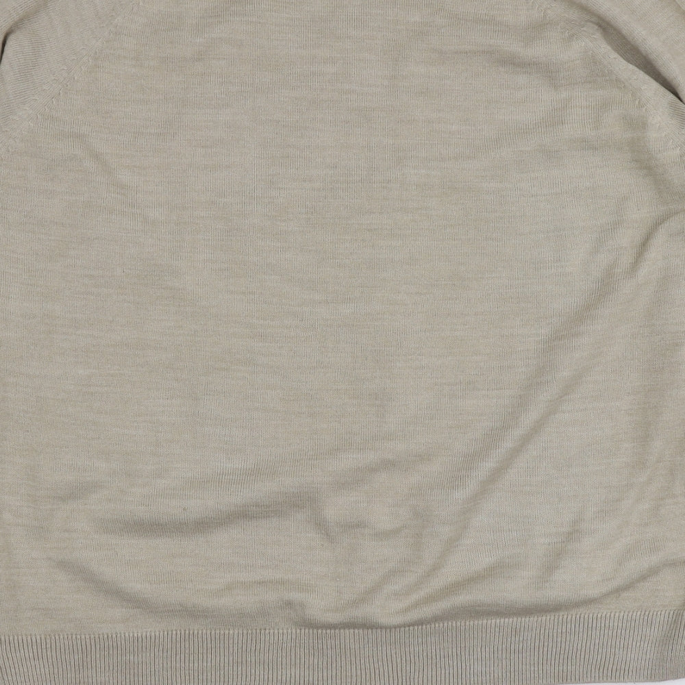 River Island Mens Beige Round Neck Acrylic Pullover Jumper Size XL