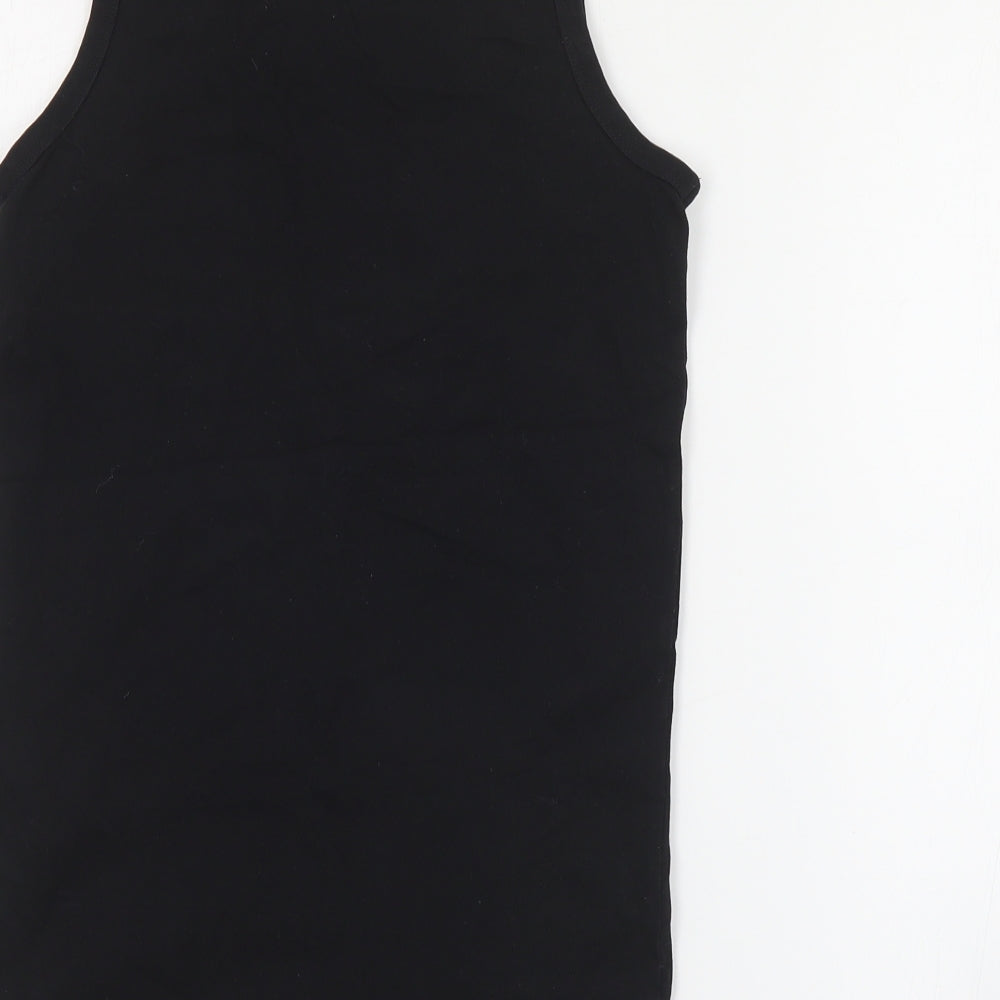 NEXT Boys Black Cotton Basic Tank Size 8 Years Round Neck Pullover - NYC