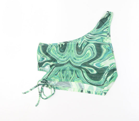 SheIn Womens Green Polyester Cropped Blouse Size L One Shoulder