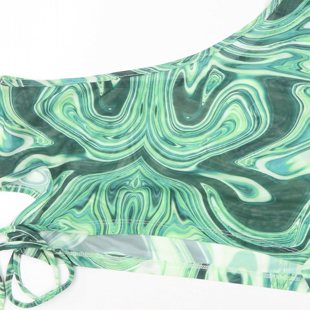 SheIn Womens Green Polyester Cropped Blouse Size L One Shoulder