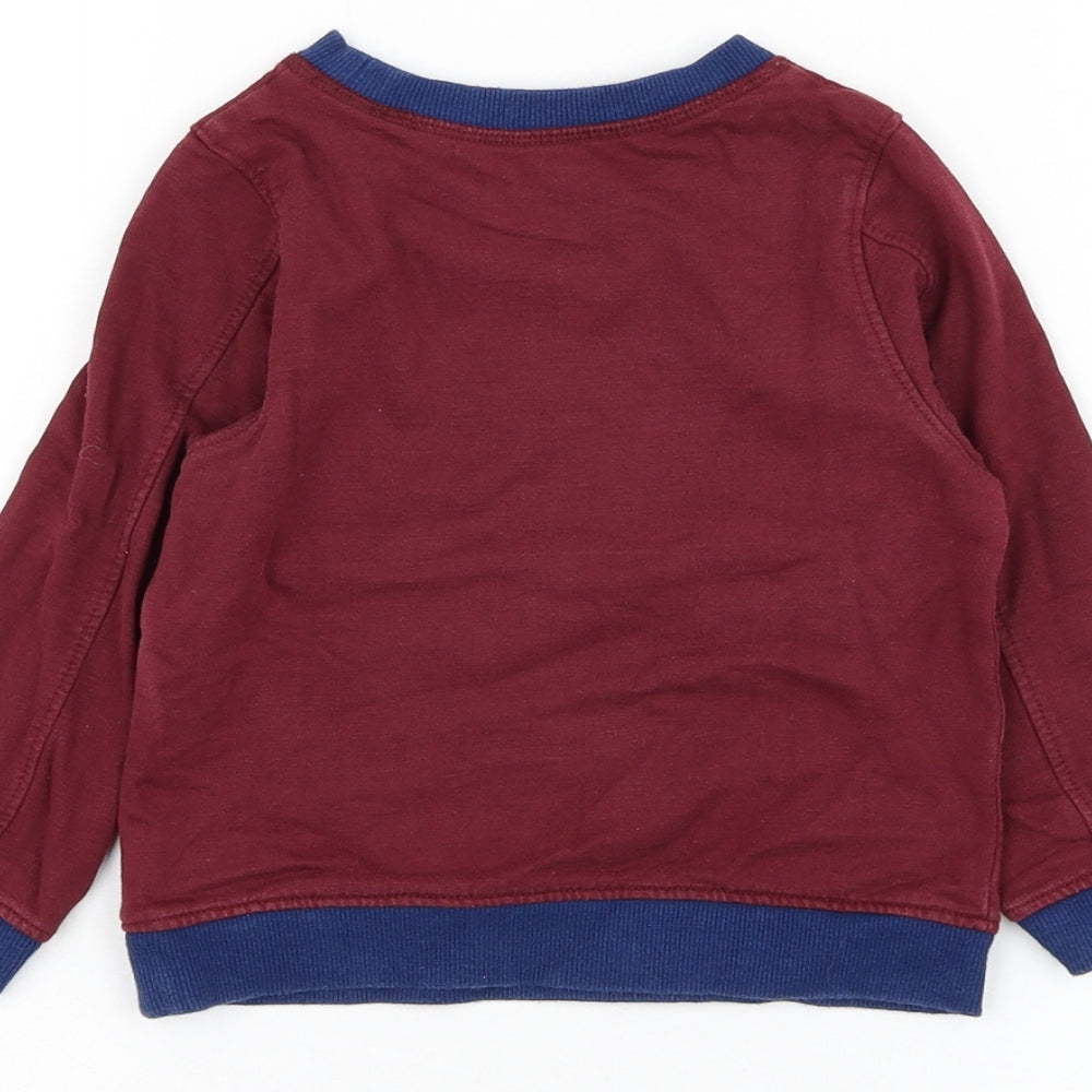 Mothercare Boys Red Cotton Pullover Sweatshirt Size 2-3 Years Pullover - Happy little chappy