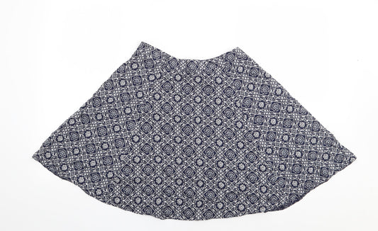 George Womens Blue Floral Viscose Flare Skirt Size 10 Zip