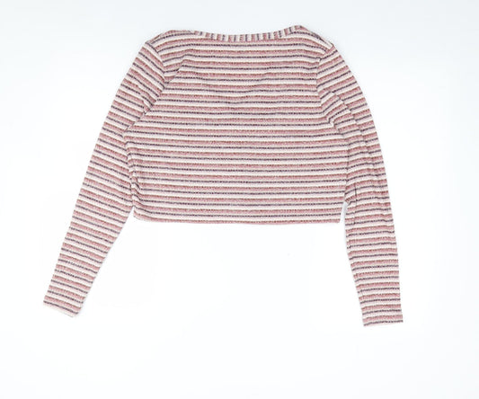 Primark Womens Multicoloured V-Neck Striped Polyester Cardigan Jumper Size M