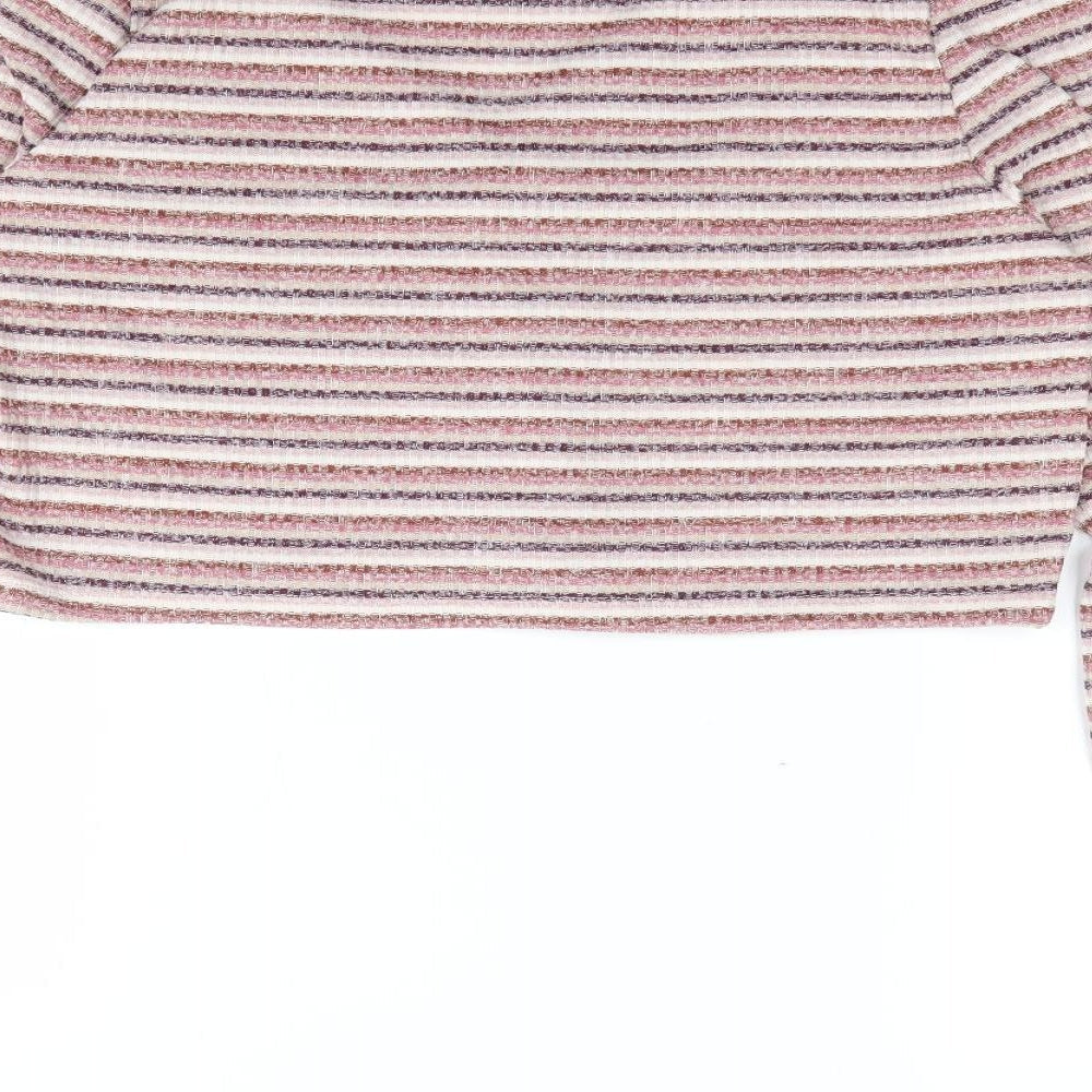 Primark Womens Multicoloured V-Neck Striped Polyester Cardigan Jumper Size M