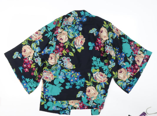 INFLUENCE Womens Blue Floral Polyester Camisole Blouse Size M V-Neck