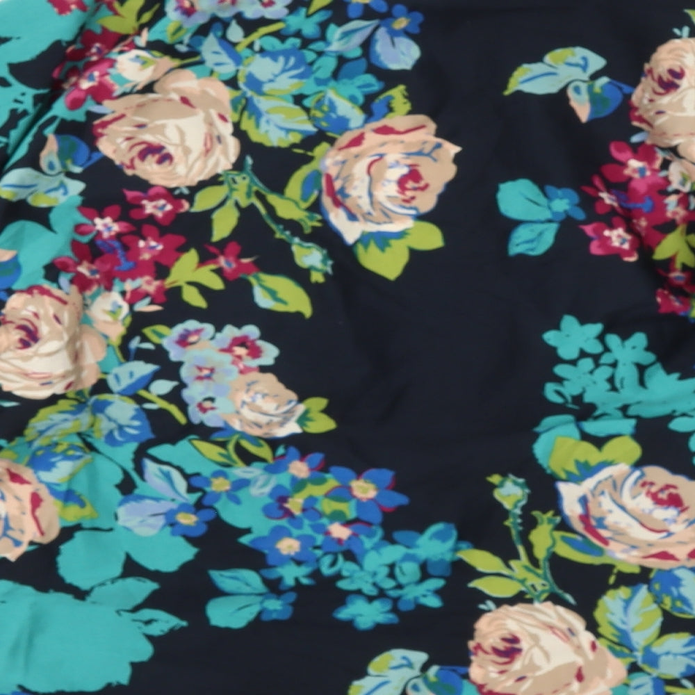 INFLUENCE Womens Blue Floral Polyester Camisole Blouse Size M V-Neck