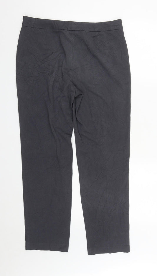 Marks and Spencer Womens Grey Polyester Trousers Size 12 L29 in Regular Zip
