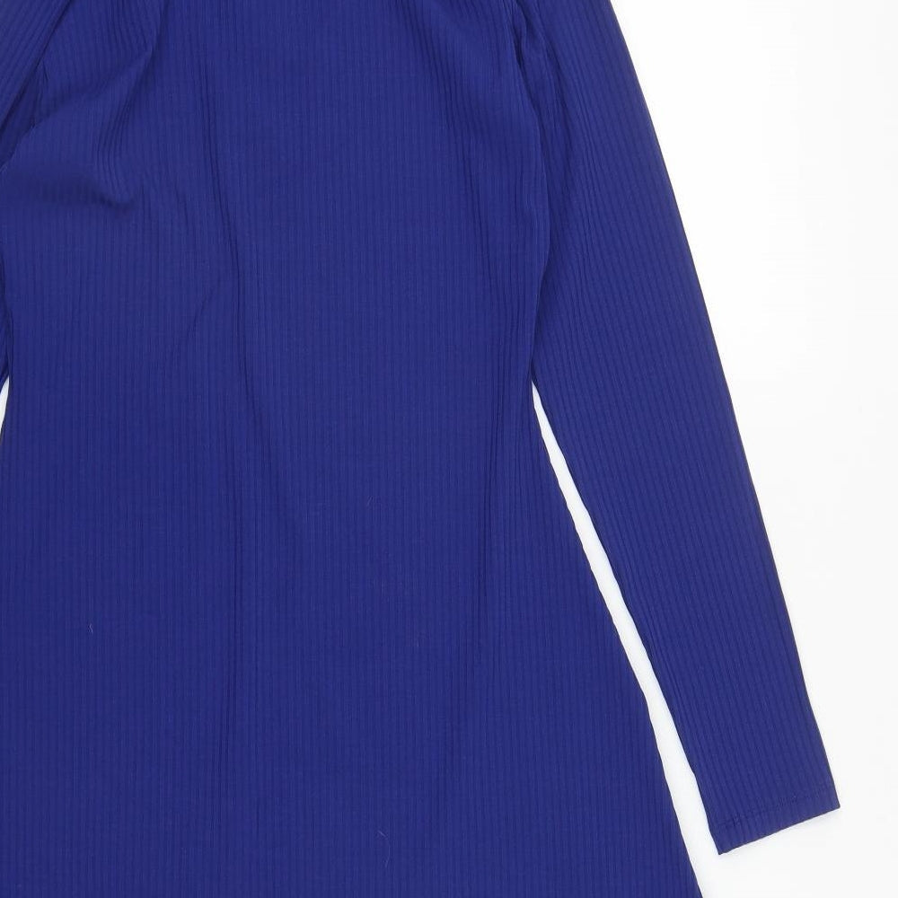 Primark Womens Blue Polyester Shirt Dress Size S Collared Zip