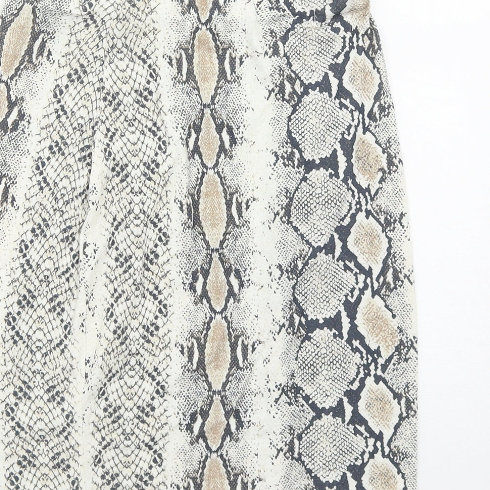 Missguided Womens Multicoloured Animal Print Polyester Straight & Pencil Skirt Size 6