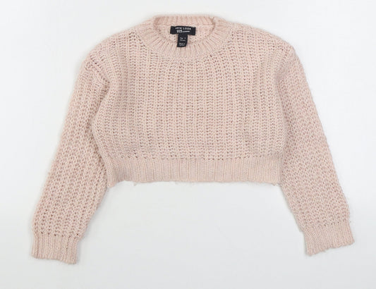915 Generation Girls Pink Round Neck Acrylic Pullover Jumper Size 9 Years Pullover - Cropped