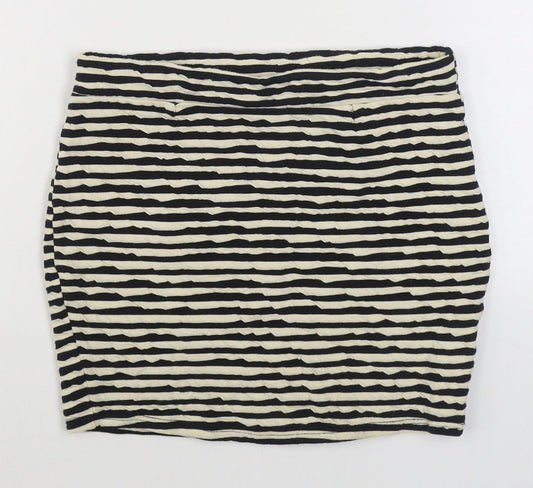 Silence + Noise Womens White Striped Cotton Mini Skirt Size S Regular