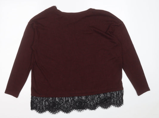 F&F Womens Purple Crew Neck Polyester Pullover Jumper Size 14