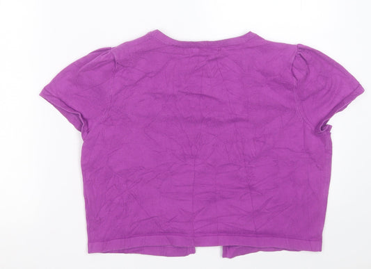 George Womens Purple V-Neck Cotton Cardigan Jumper Size 14
