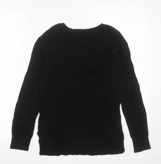 Gap Womens Black V-Neck Cotton Pullover Jumper Size 2XS