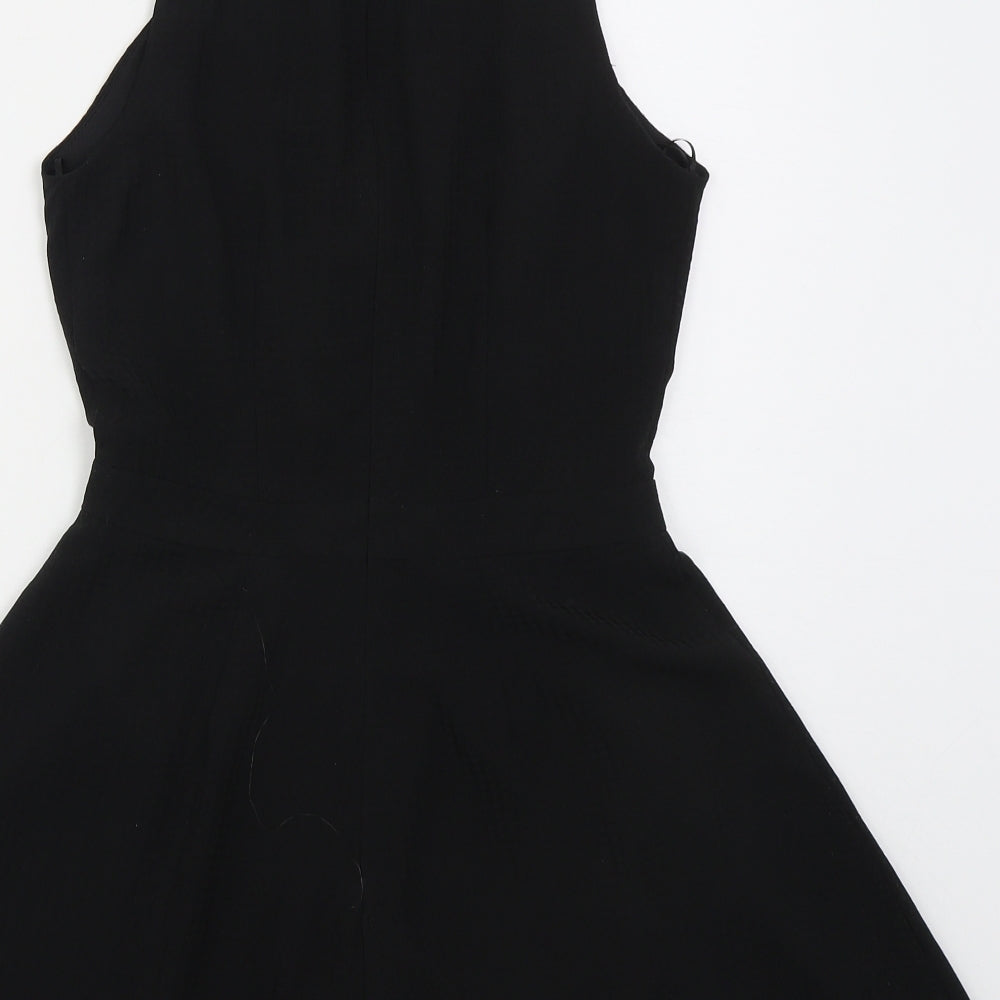 Topshop Womens Black Polyester Playsuit One-Piece Size 8 L3 in Zip