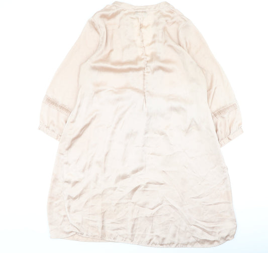 H&M Womens Gold Polyester Shirt Dress Size 6 V-Neck